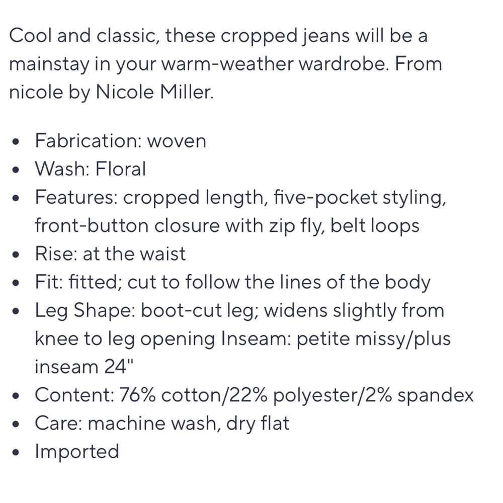 Nicole Miller Blue Floral Women's Cropped Flare Jeans - Picture 9 of 10